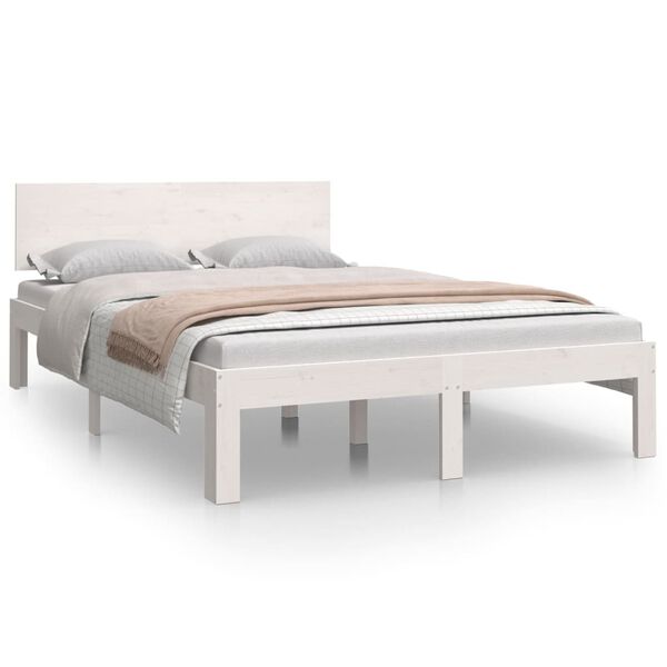 vidaXL Estructura de cama doble peque&ntilde;a sin colch&oacute;n blanco 120x190 cm