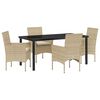 vidaXL Conjunto de Comedor de Jard&iacute;n 5 uds. Beige rat&aacute;n sint&eacute;tico
