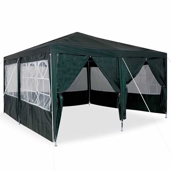 vidaXL Carpa de Fiesta Verde y blanco 400 x 400 x 266 cm