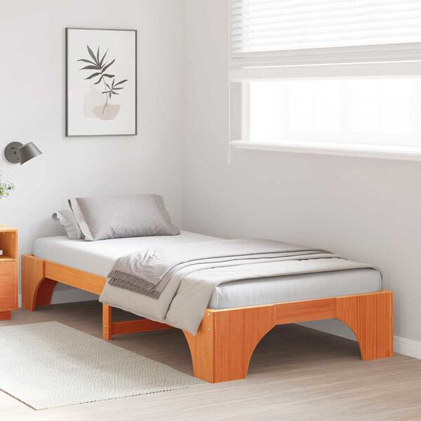 vidaXL Estructura de cama Marr&oacute;n cera 90 x 200 cm