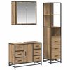 vidaXL Juego de muebles de ba&ntilde;o 3 uds. Roble artisan 80 x 33 x 60 cm