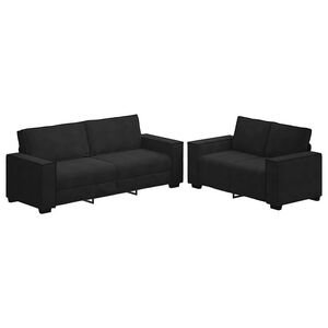 vidaXL Juego de sof&aacute;s con cojines 2 piezas terciopelo negro