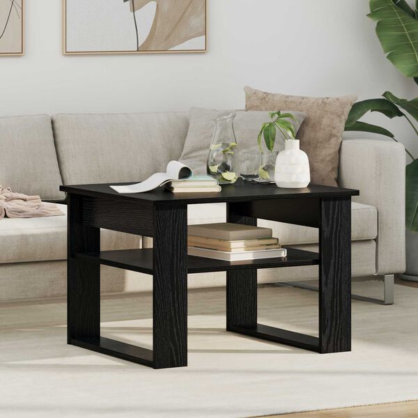 vidaXL Mesa de Caf&eacute; Roble Negro 64 x 54 x 44 cm Madera de ingenier&iacute;a