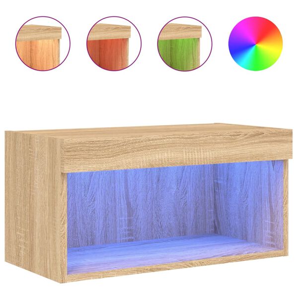 vidaXL Mueble para TV con luces LED roble Sonoma 60x30x30 cm
