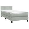 vidaXL Cama box spring con colch&oacute;n y LED terciopelo gris claro 100x210 cm