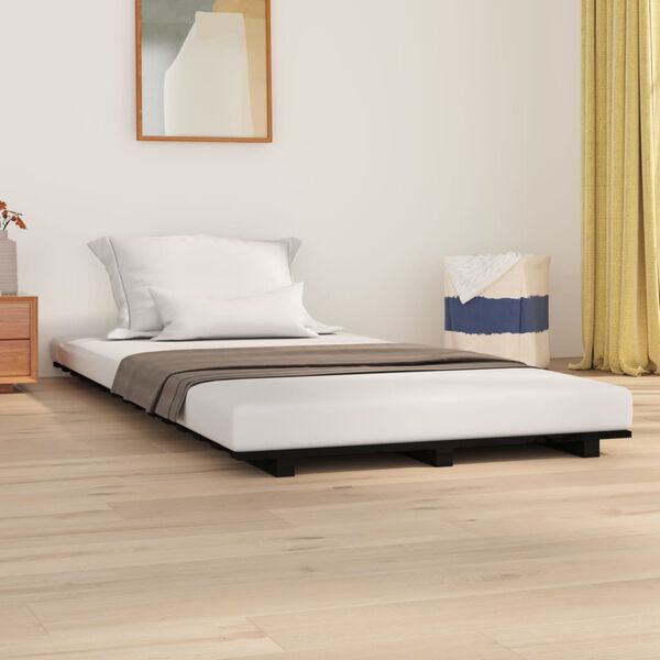 vidaXL Estructura de cama madera maciza de pino negro 90x190 cm