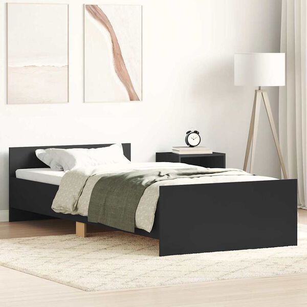 vidaXL Estructura de cama madera de ingenier&iacute;a negra 90x200 cm