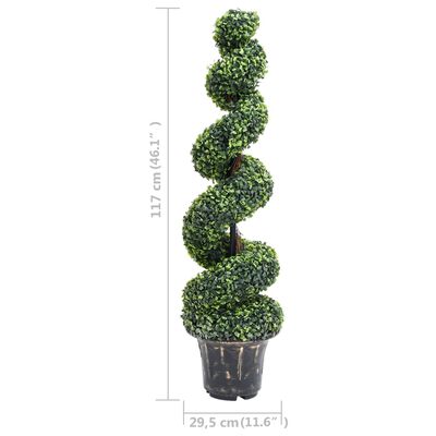 vidaXL Planta espiral de Boj artificial con macetero verde 117 cm