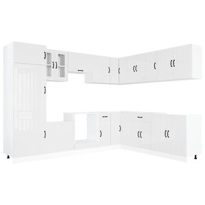 vidaXL Mueble cocina Lucca blanco brillo 14 pzas madera contrachapada