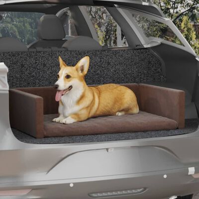 vidaXL Cama de maletero para perros aspecto lino marrón 110x70 cm