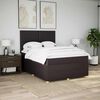 vidaXL Cama box spring con colch&oacute;n tela marr&oacute;n oscuro 140x190 cm