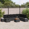 vidaXL Conjunto de sof&aacute; de jard&iacute;n con coj&iacute;n 9 pcs Negro Polirat&aacute;n