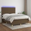 vidaXL Cama box spring colch&oacute;n luces LED tela marr&oacute;n oscuro 140x200cm