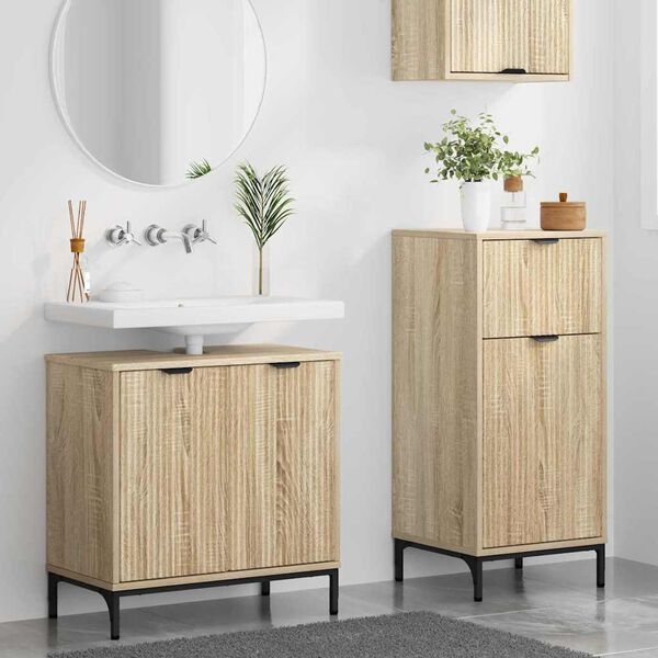 vidaXL Juego de muebles de ba&ntilde;o con caj&oacute;n 2 pcs Roble Sonoma