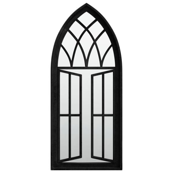 vidaXL Espejo de jard&iacute;n hierro negro para exterior 70x30 cm