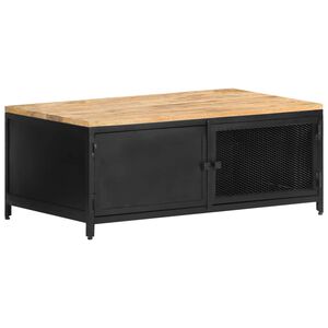vidaXL Mesa de centro de madera maciza de mango rugosa 90x50x37 cm