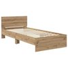 vidaXL Estructura de cama con cabecera Roble artesanal 90 x 200 cm