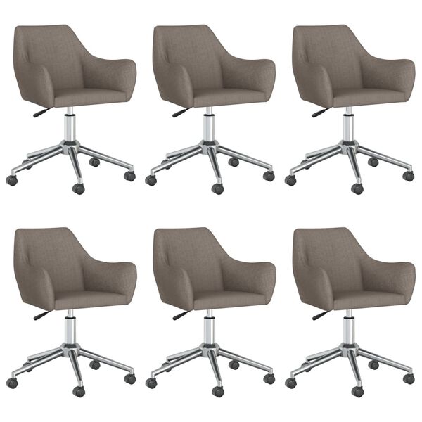 vidaXL Sillas de comedor giratorias 6 unidades tela color gris taupe