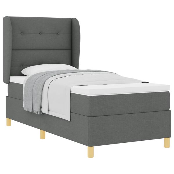 vidaXL Cama con Somier y Colch&oacute;n Gris Oscuro 90x190 cm de Tela tela