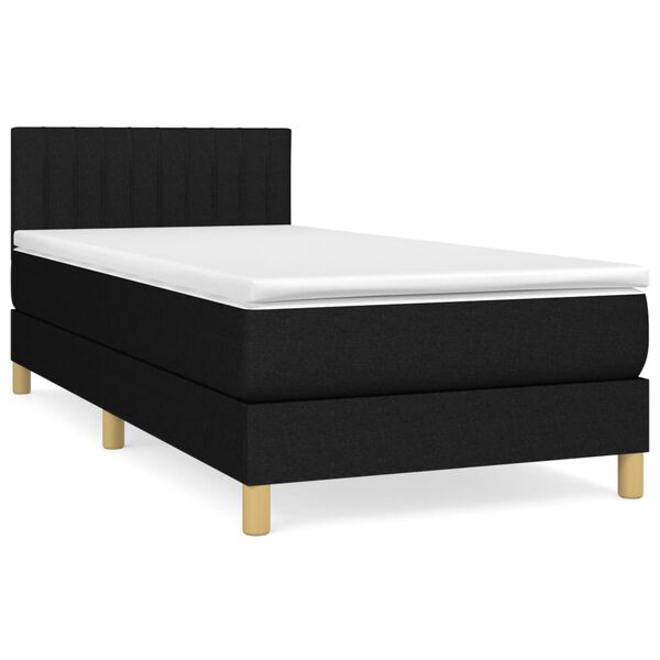 vidaXL Cama box spring con colch&oacute;n tela negro 90x190 cm