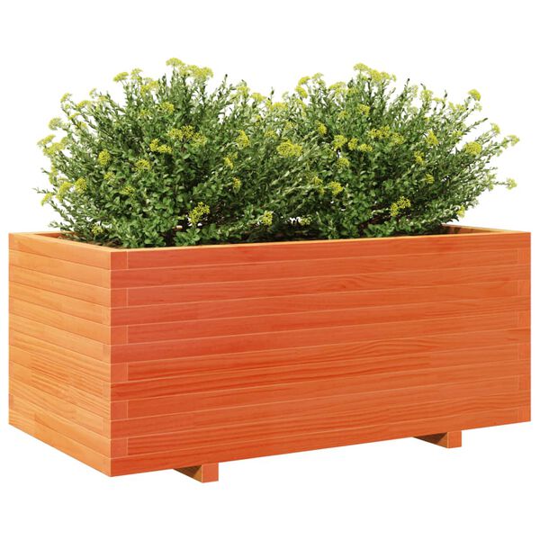 vidaXL Jardinera madera maciza de pino marr&oacute;n cera 110x60x49,5 cm