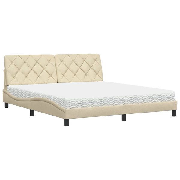 vidaXL Cama con colch&oacute;n de tela color crema 180x200 cm