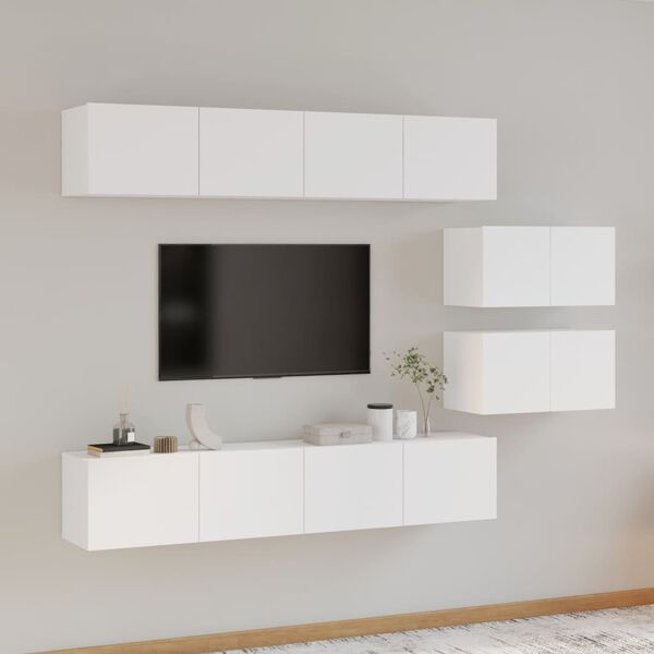 vidaXL Set de muebles para TV 6 piezas madera contrachapada blanco