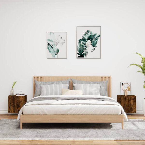 vidaXL Muebles de TV pared 2 uds madera roble ahumado 40,5x30x40 cm