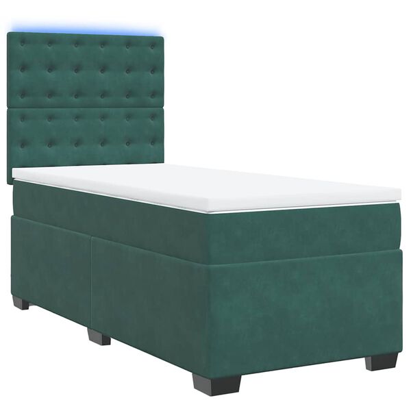 vidaXL Cama box spring con colch&oacute;n terciopelo verde oscuro 80x200 cm