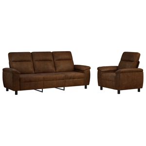 vidaXL Juego de Sof&aacute; 2 uds. Marr&oacute;n Cuero de Suede Sint&eacute;tico