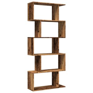 vidaXL Librer&iacute;a divisora 5 niveles madera envejecida 70x24x161 cm