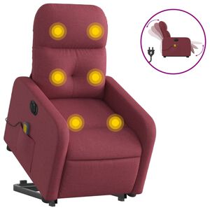 vidaXL Sill&oacute;n de masaje elevable el&eacute;ctrico tela rojo tinto