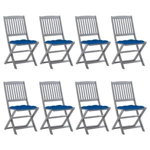 vidaXL Sillas plegables 8 uds y cojines madera maciza acacia