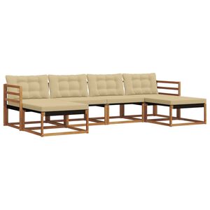 vidaXL Conjunto de sof&aacute;s de exterior con coj&iacute;n 6 pcs Natural y Beige