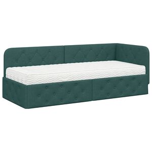 vidaXL Estructura de cama en esquina Verde oscuro 80 x 200 cm tela