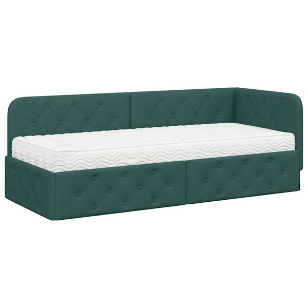 vidaXL Estructura de cama en esquina Verde oscuro 80 x 200 cm tela