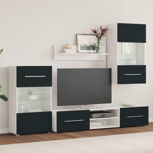 vidaXL Muebles para TV 5 piezas con iluminaci&oacute;n LED &iacute;ndigo mate