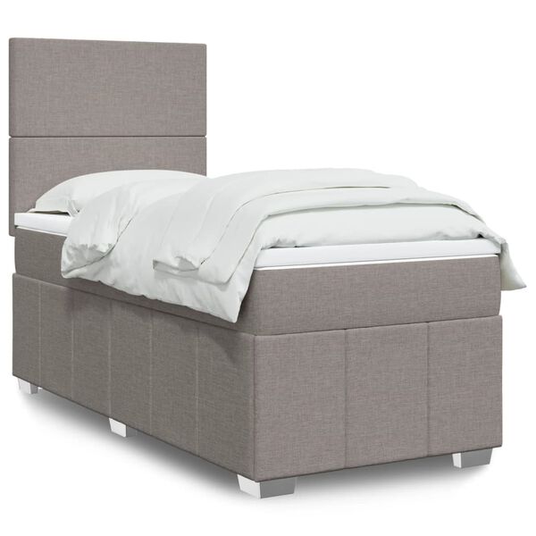 vidaXL Cama box spring con colch&oacute;n tela gris taupe 100x200 cm