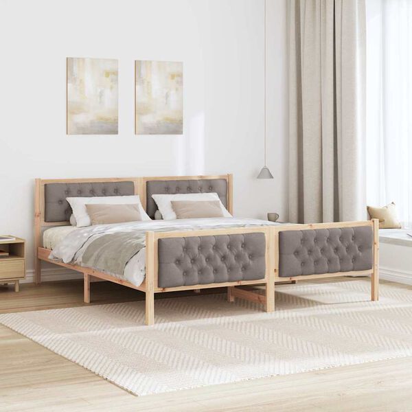 vidaXL Estructura de cama Taup&eacute; 180 x 200 cm Madera de pino macizo