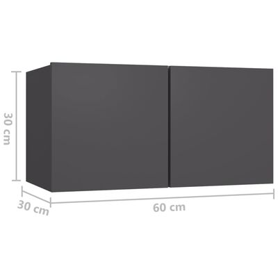 vidaXL Muebles de salón colgantes 3 unidades gris 60x30x30 cm