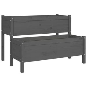 vidaXL Jardinera de madera de pino maciza gris 110x84x75 cm