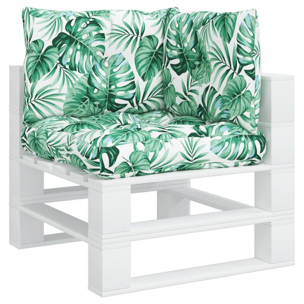 vidaXL Cojines para palets 3 unidades tela estampado de hojas