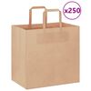 vidaXL Bolsas de papel con asas 250 uds marr&oacute;n 26x17x25 cm