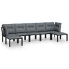 vidaXL Juego de muebles de jard&iacute;n 7 pzas rat&aacute;n sint&eacute;tico negro y gris