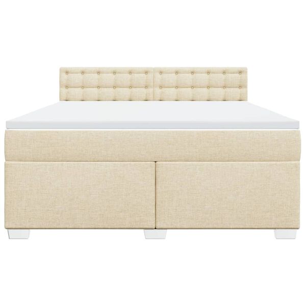 vidaXL Cama box spring con colch&oacute;n tela color crema 180x200 cm