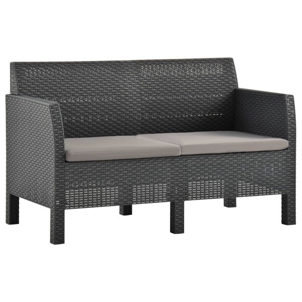 vidaXL Set de muebles jardín 2 piezas cojines PP ratán gris antracita
