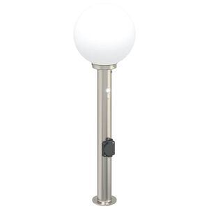 vidaXL Baliza luminosa con sensor y toma de corriente, 80 cm, acero inoxidable, IP44
