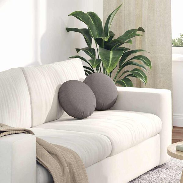 vidaXL Cojines para asiento 2 pcs Taupé Ø30 x 13 cm tela