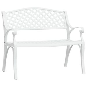 vidaXL Banco de jard&iacute;n de aluminio fundido blanco 102 cm