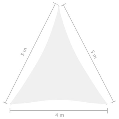 vidaXL Toldo de vela triangular tela Oxford blanco 4x5x5 m